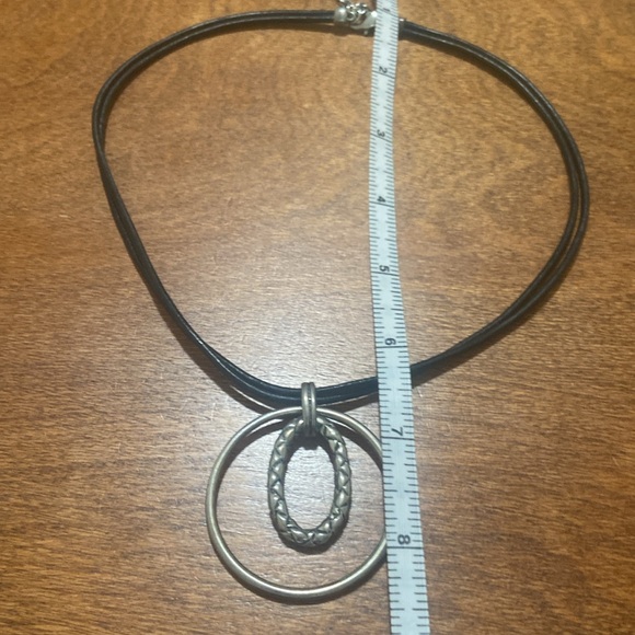 Vintage modern silver loop necklace black double strands adjustable clasp - Picture 5 of 5